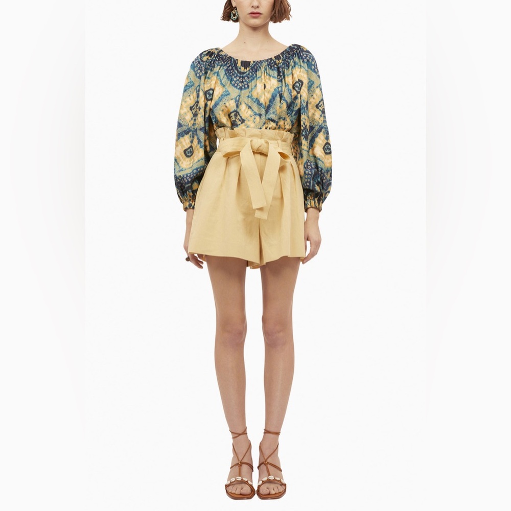 Ulla Johnson Nadya Blouse Constellation Patterned Silk Twill Shibori Size 2